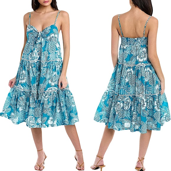 TRINA TURK: NWT Glorious Dress - Tile Blue/Whitewash -Size Medium
